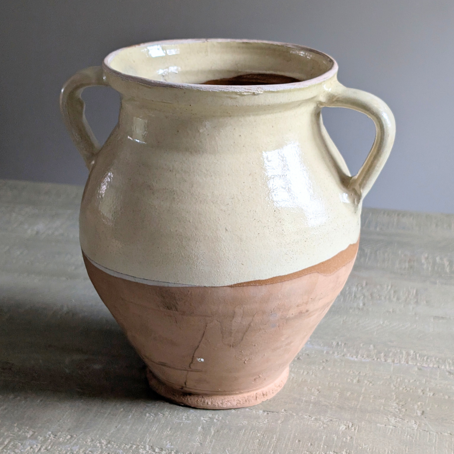 Half Glazed Butter Yellow Vase