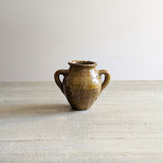 Small Double Handled Yellow Pot 1