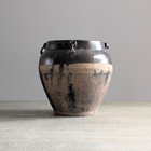 Large Half Glaze Brown Storage Jar
