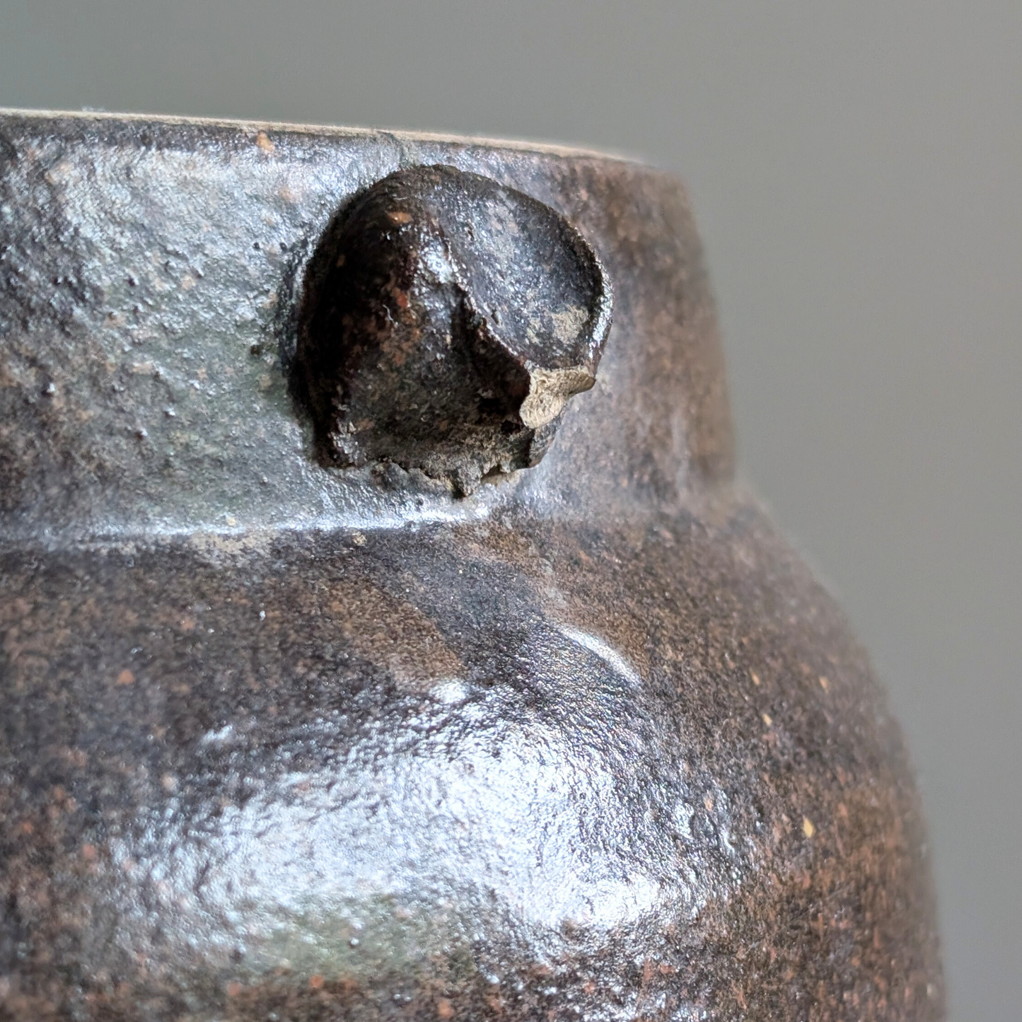 Large Half Glaze Brown Storage Jar