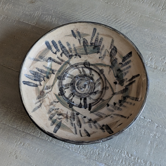 Studio Pottery Beige & Black Plate