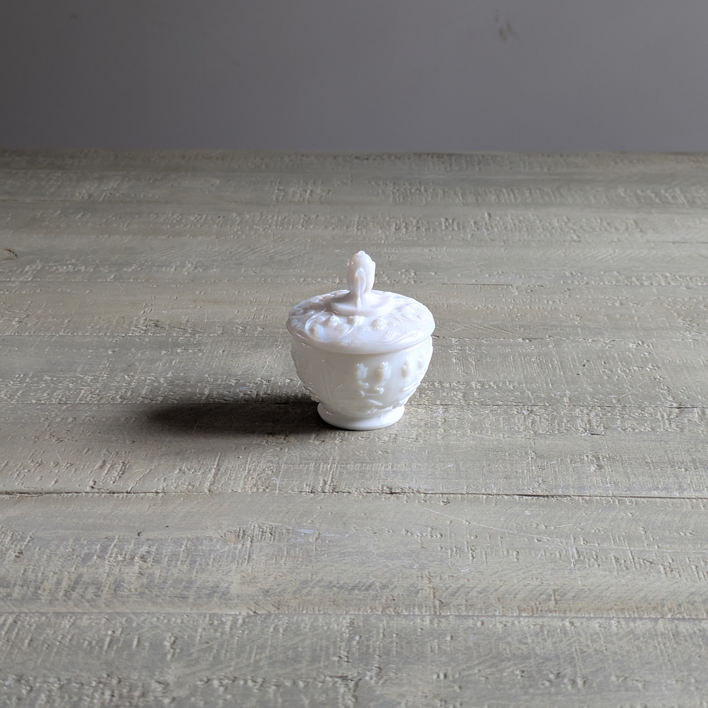 Lidded Milk Glass Trinket Pot
