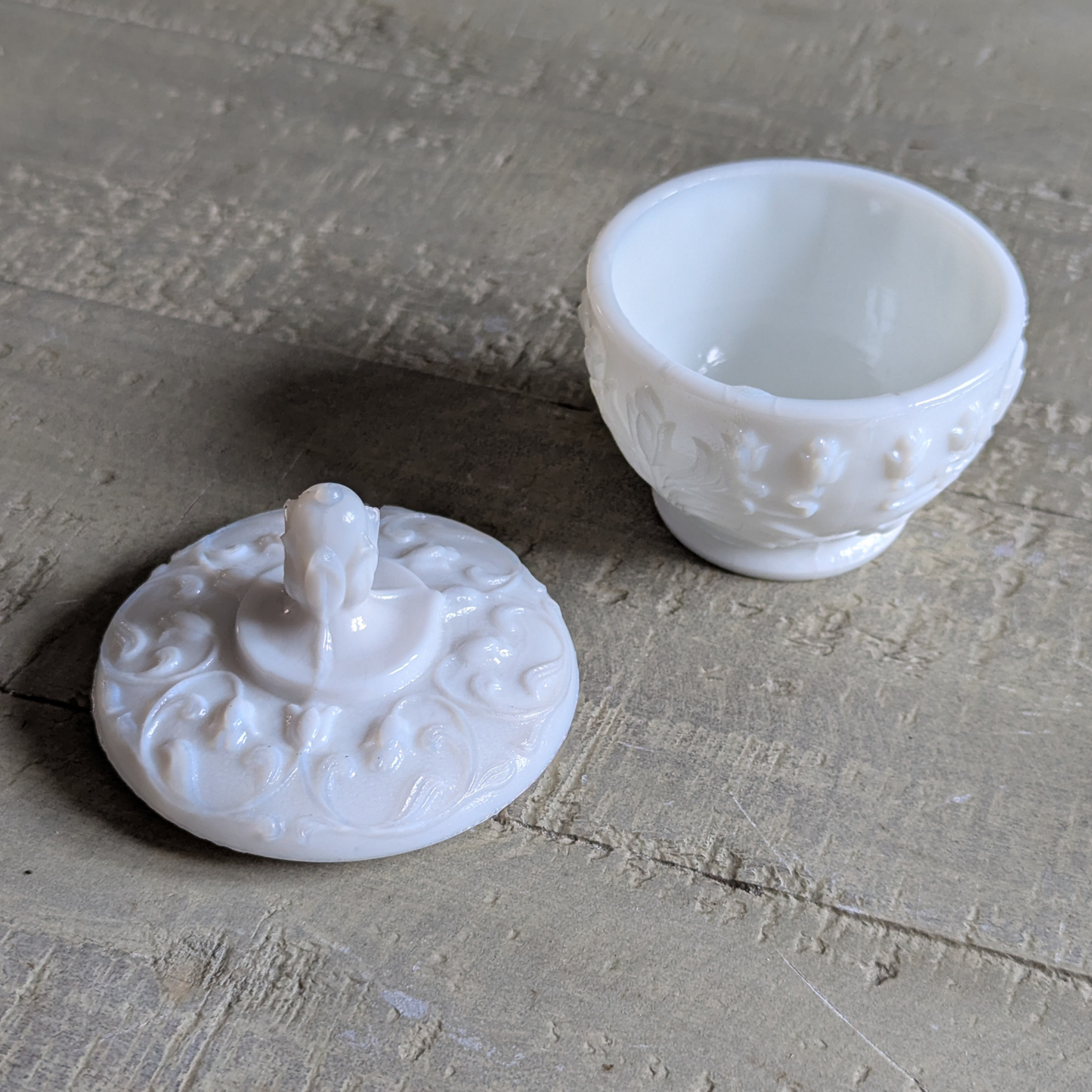 Lidded Milk Glass Trinket Pot