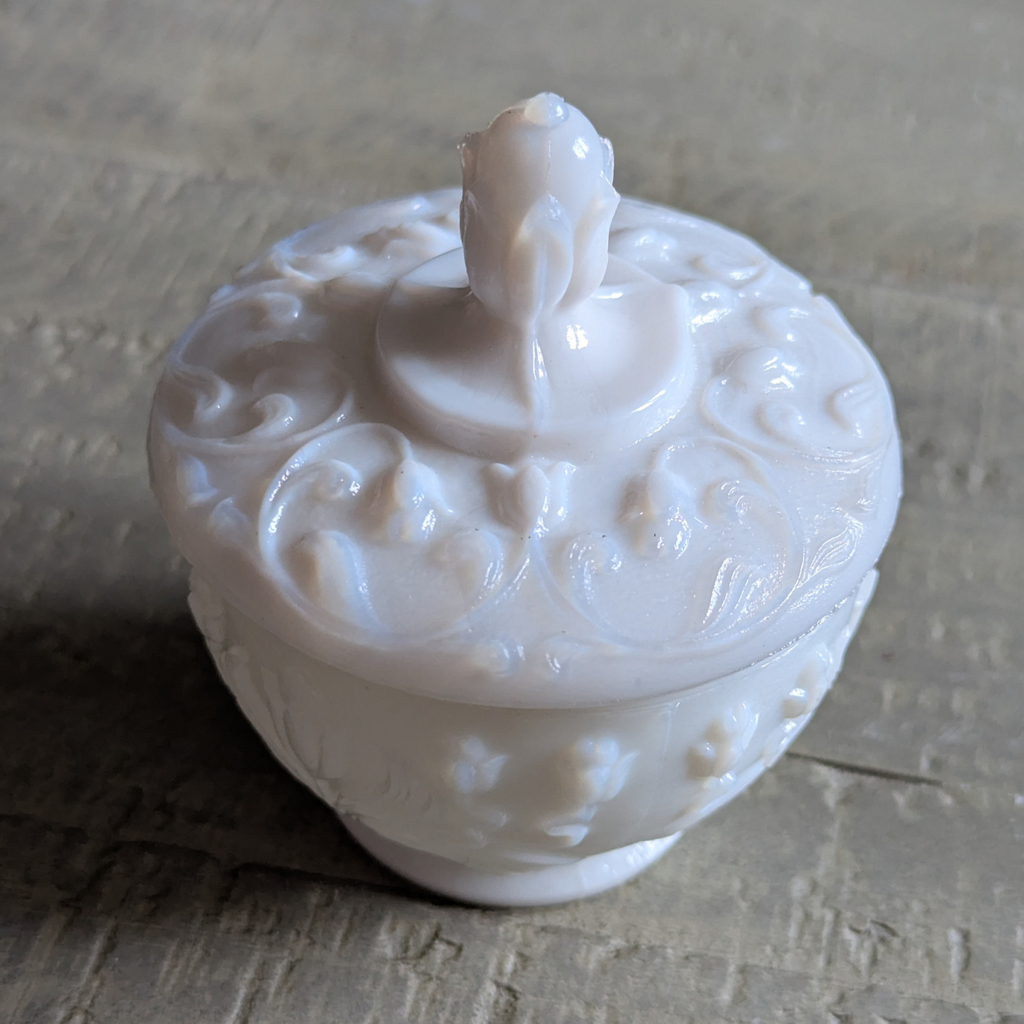 Lidded Milk Glass Trinket Pot