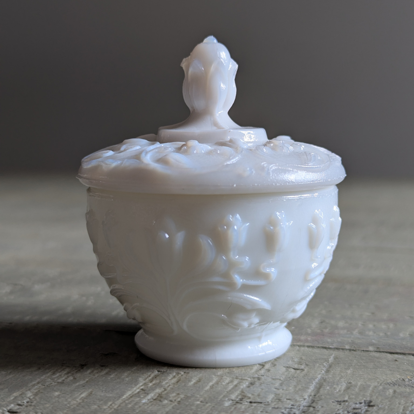Lidded Milk Glass Trinket Pot