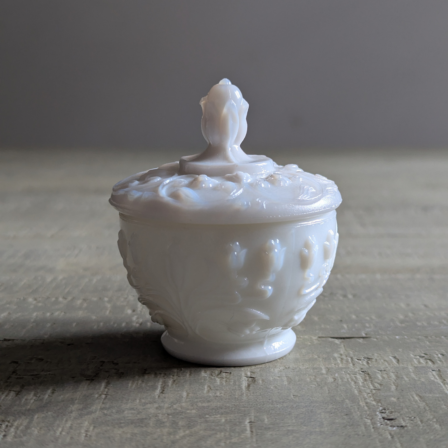 Lidded Milk Glass Trinket Pot