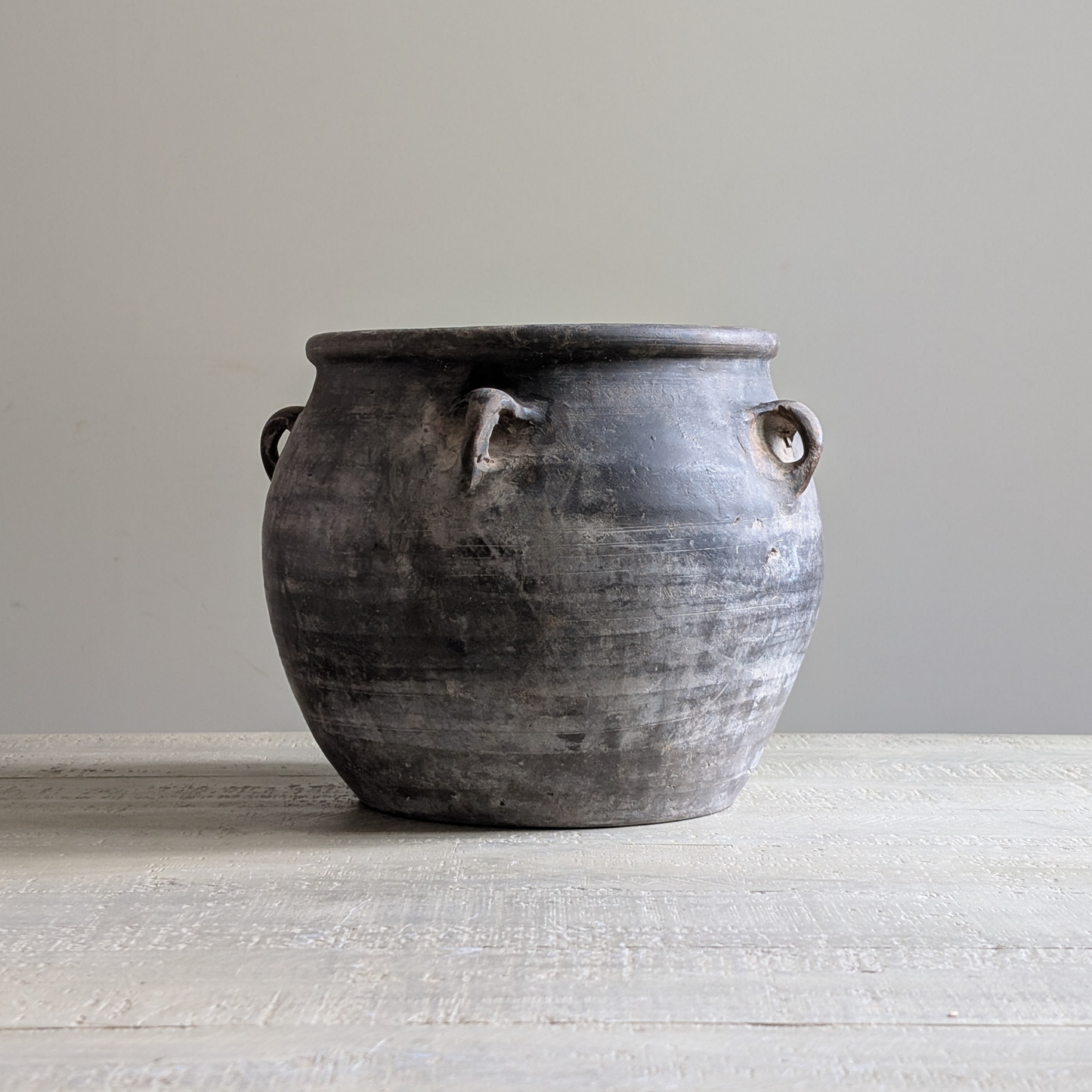 Medium Stone Grey Handled Pot