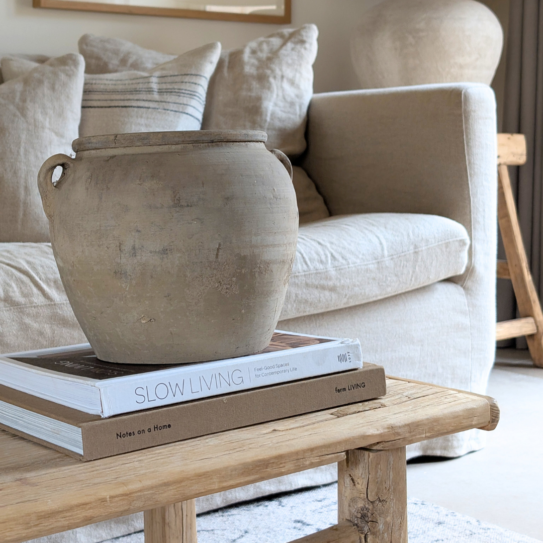Medium Pale Grey Double Handled Pot