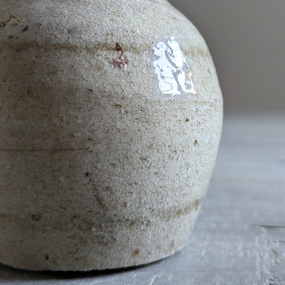 Small Beige Banded Ginger Jar