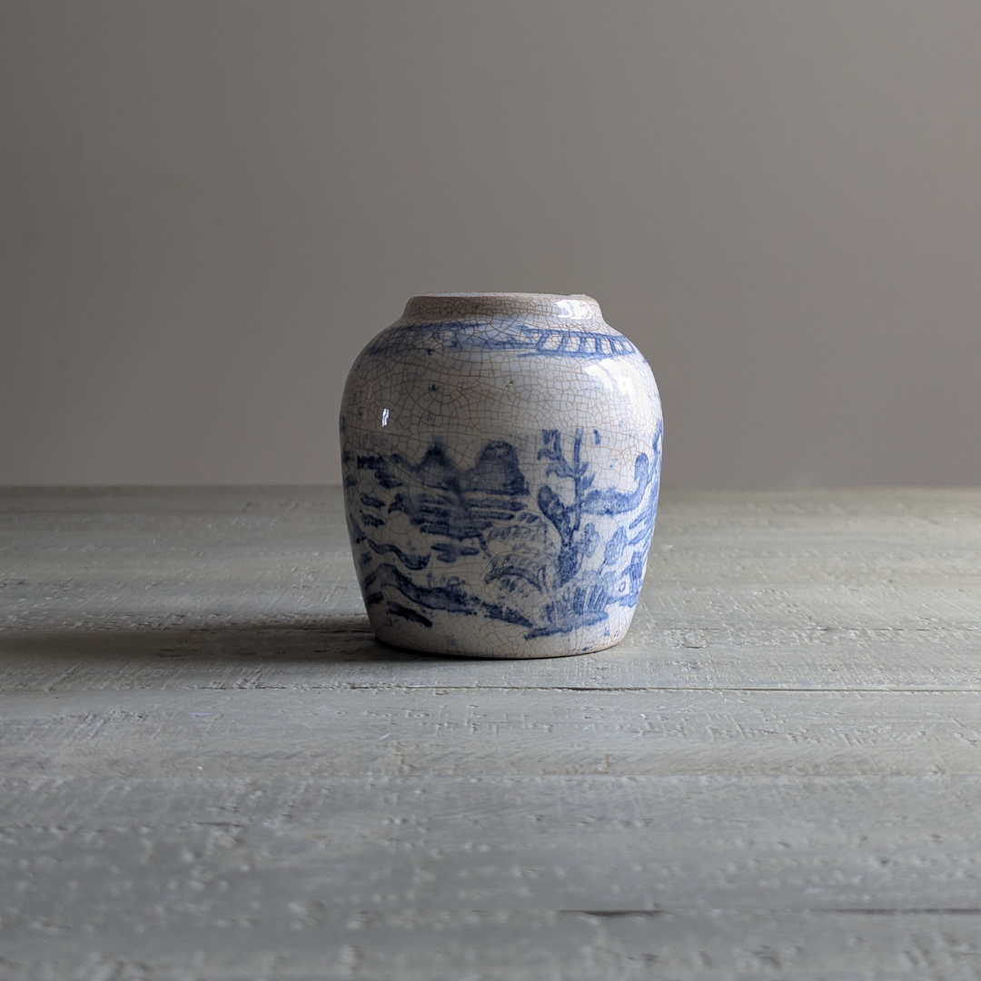 Small White & Blue Ginger Jar