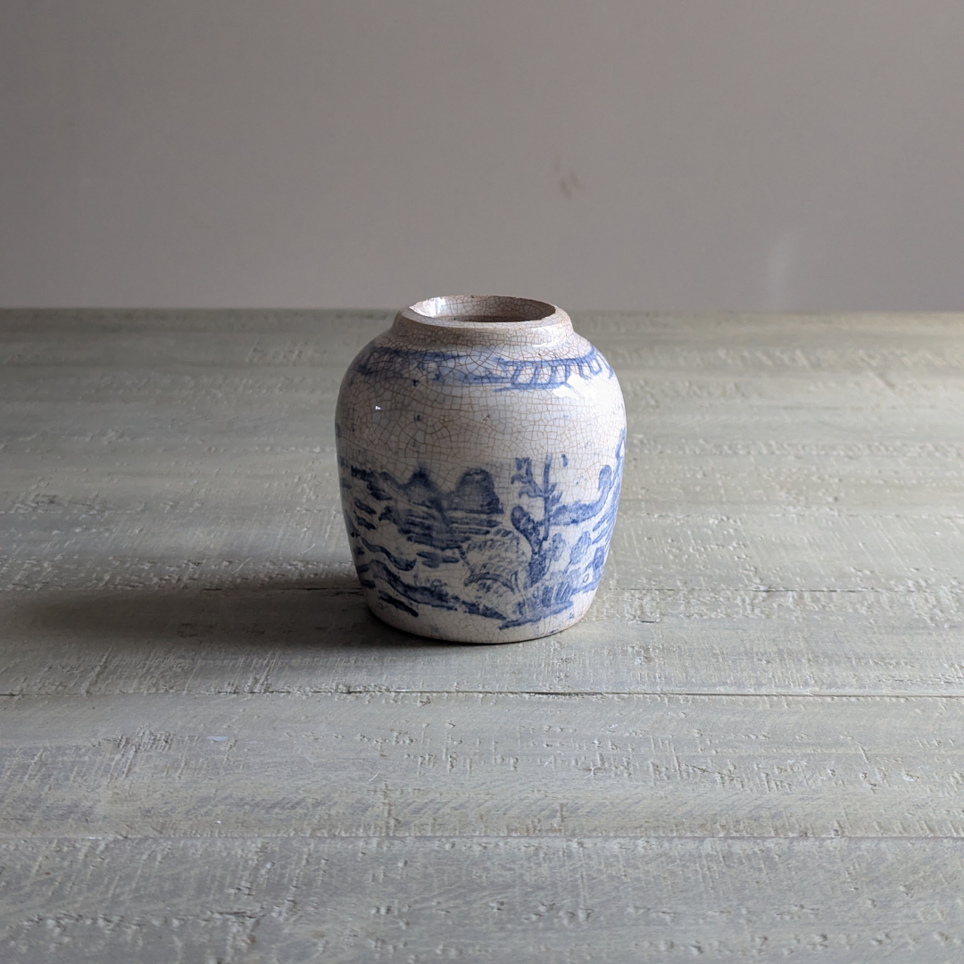 Small White & Blue Ginger Jar