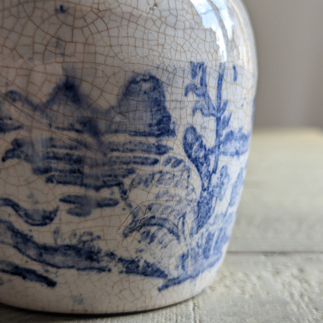 Small White & Blue Ginger Jar