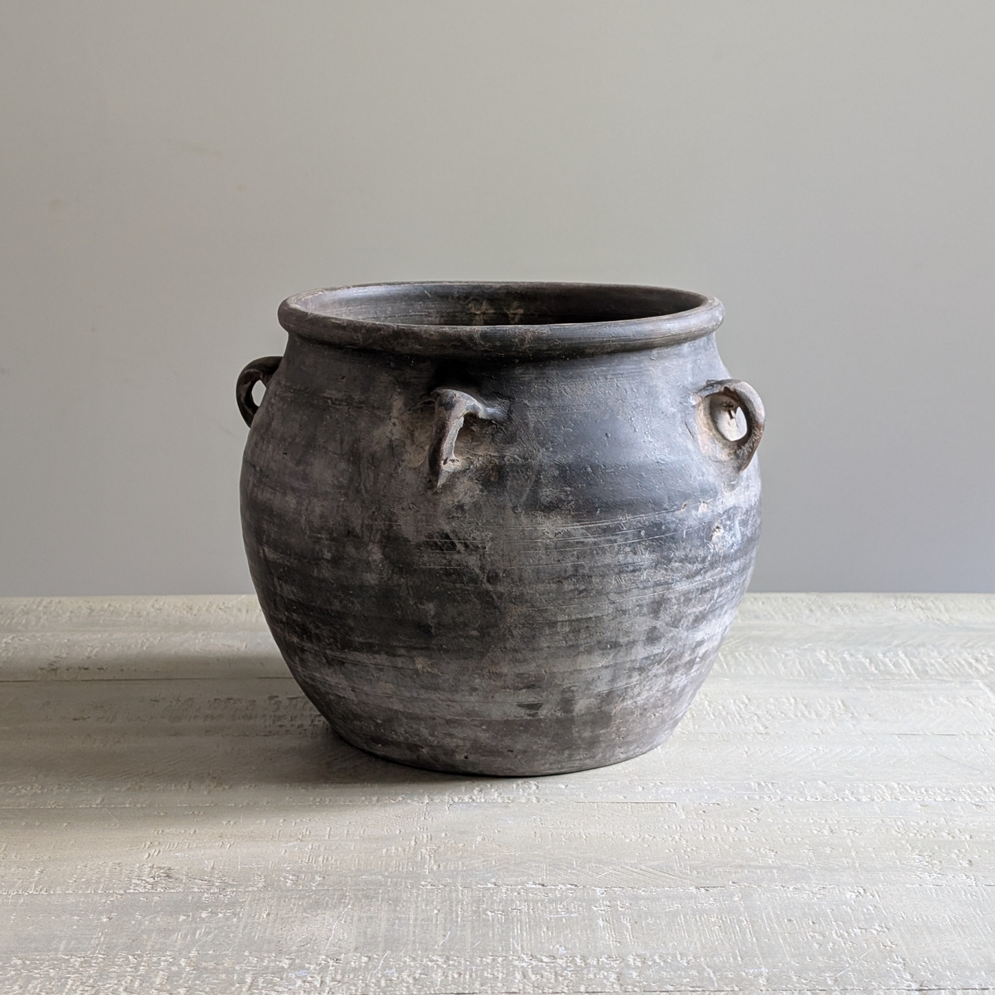Medium Stone Grey Handled Pot