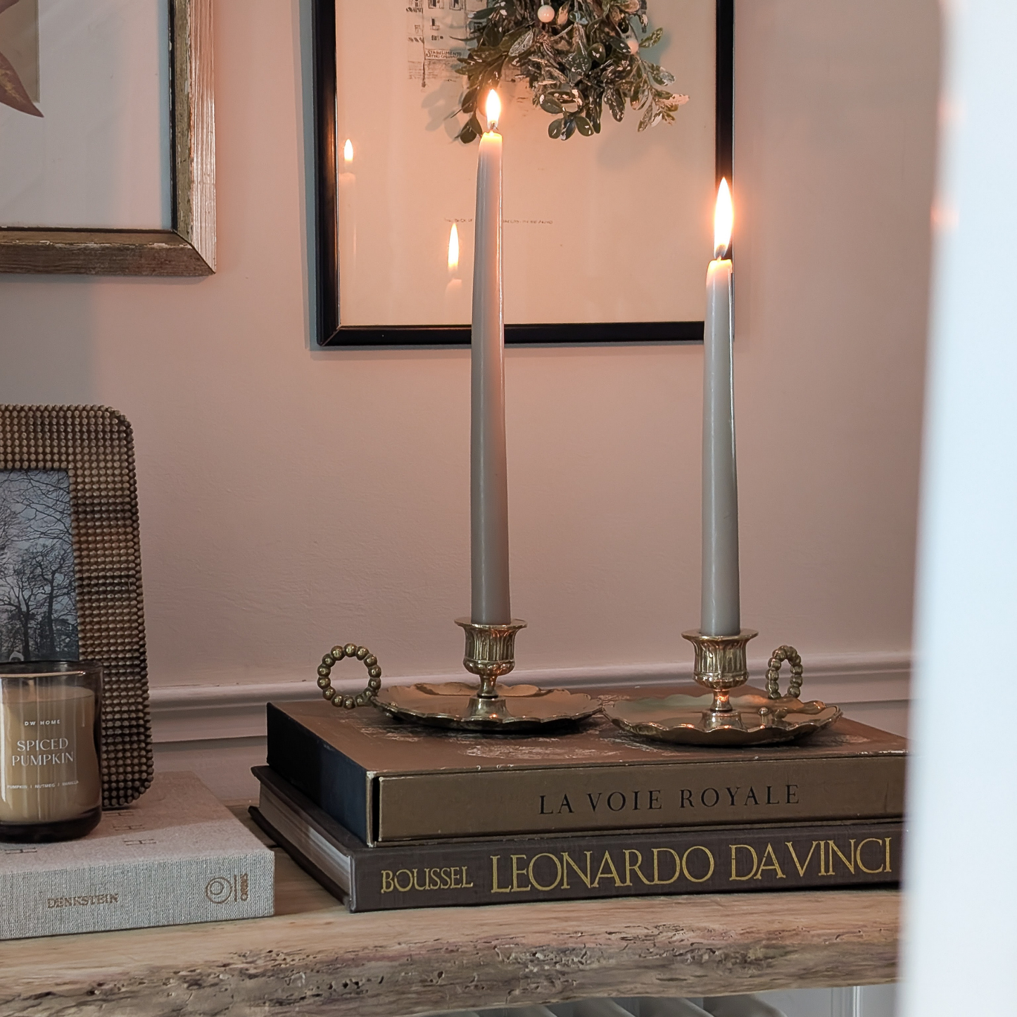 Large Scalloped Brass Candle Holder