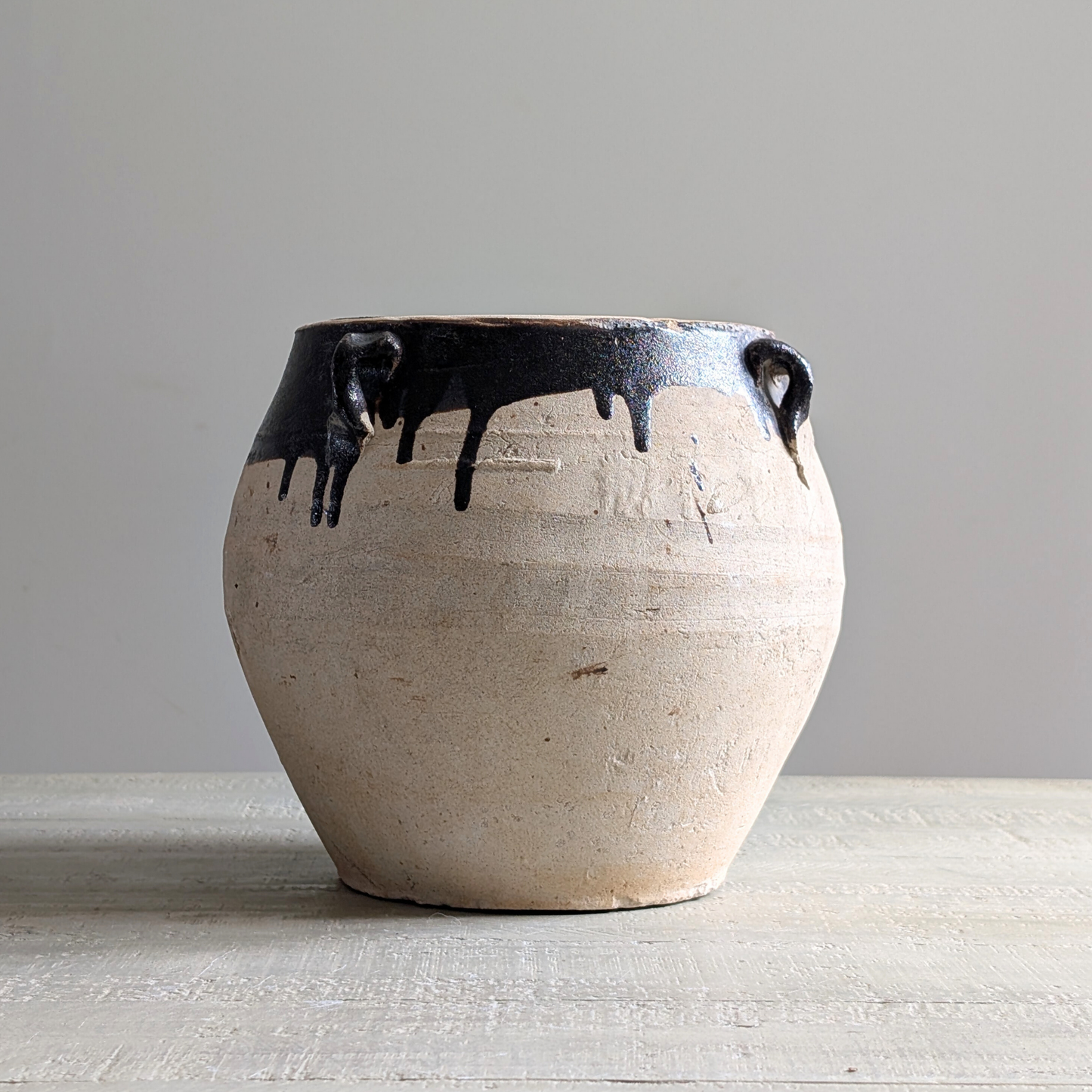 Large Half Glaze Brown Confit Pot 2