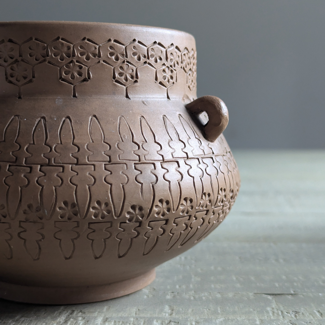 Vintage Hand-Carved Planter