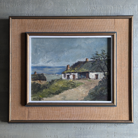 Hessian Framed Coastal Painting