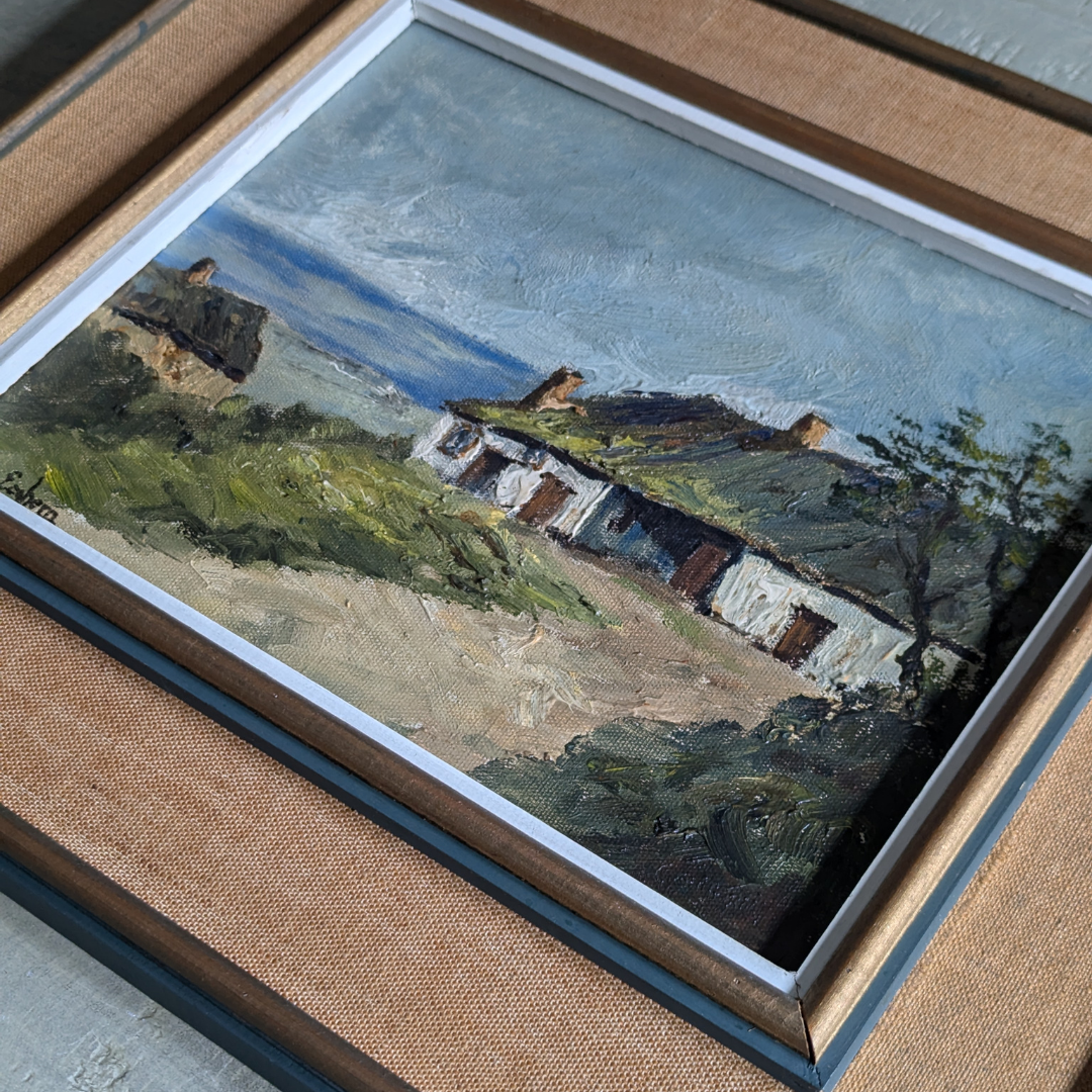 Hessian Framed Coastal Painting