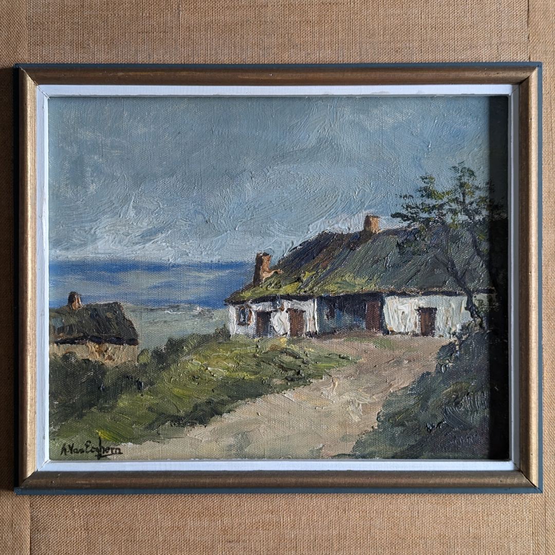 Hessian Framed Coastal Painting