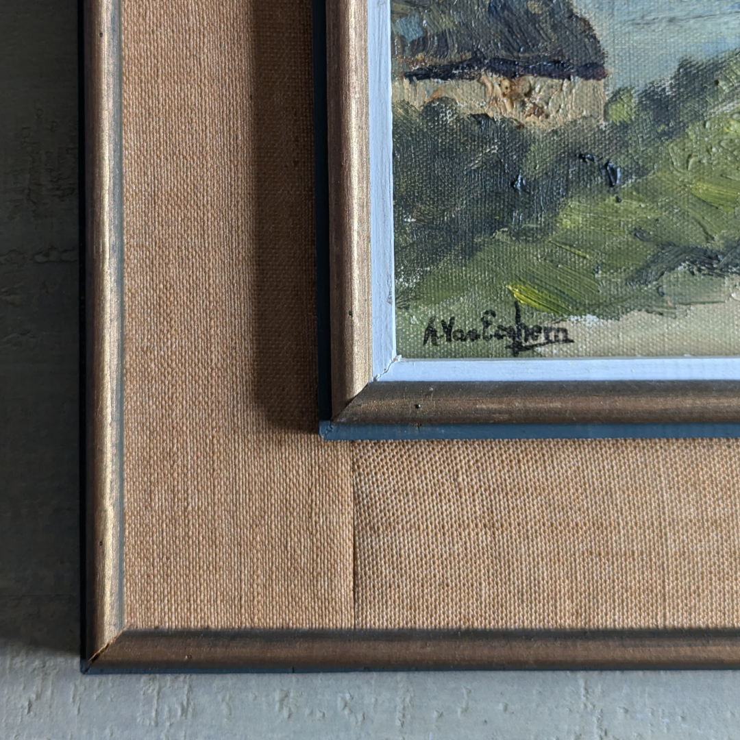 Hessian Framed Coastal Painting