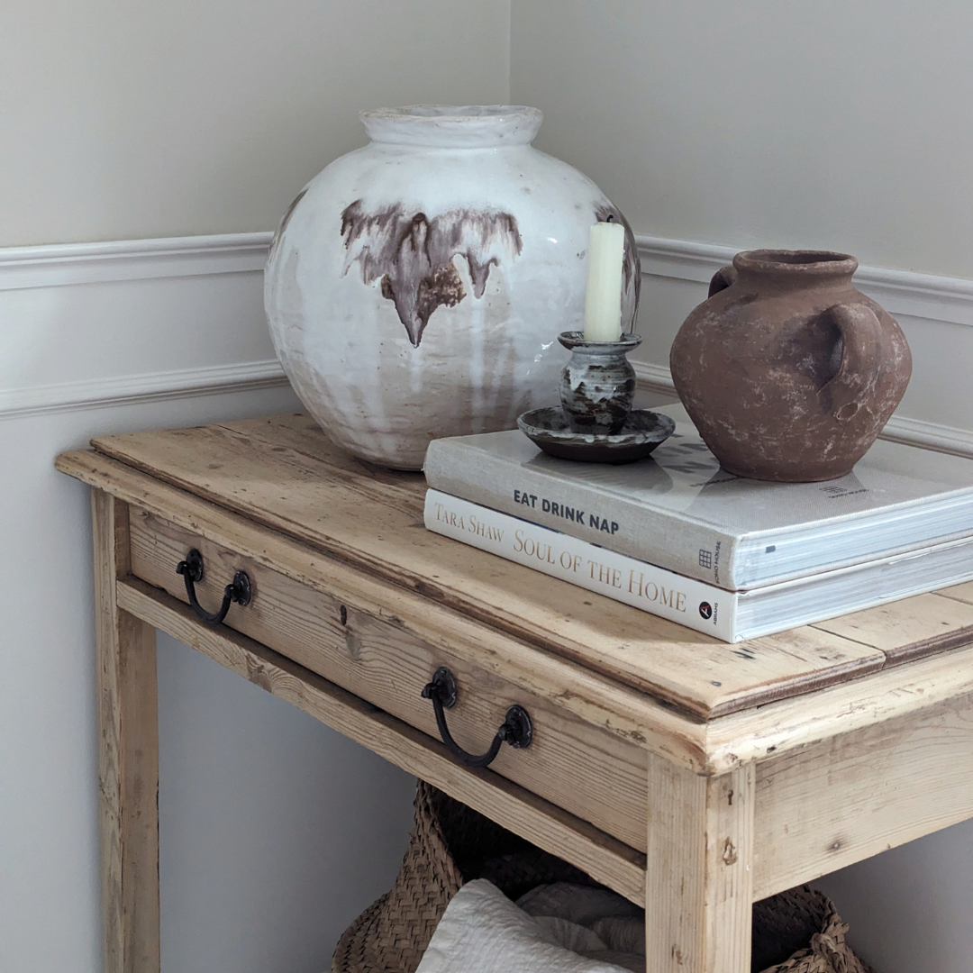 Large White Drip Studio Pottery Pot