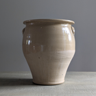 XL Half Glaze Cream Handled Pot