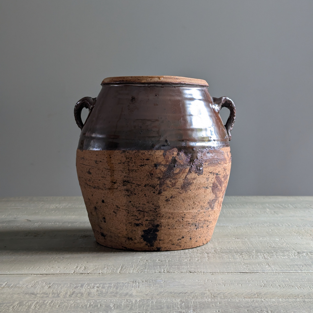 Half Glaze Brown Confit Pot 1