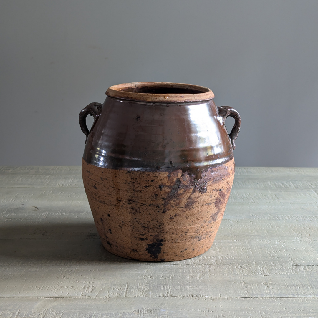 Half Glaze Brown Confit Pot 1