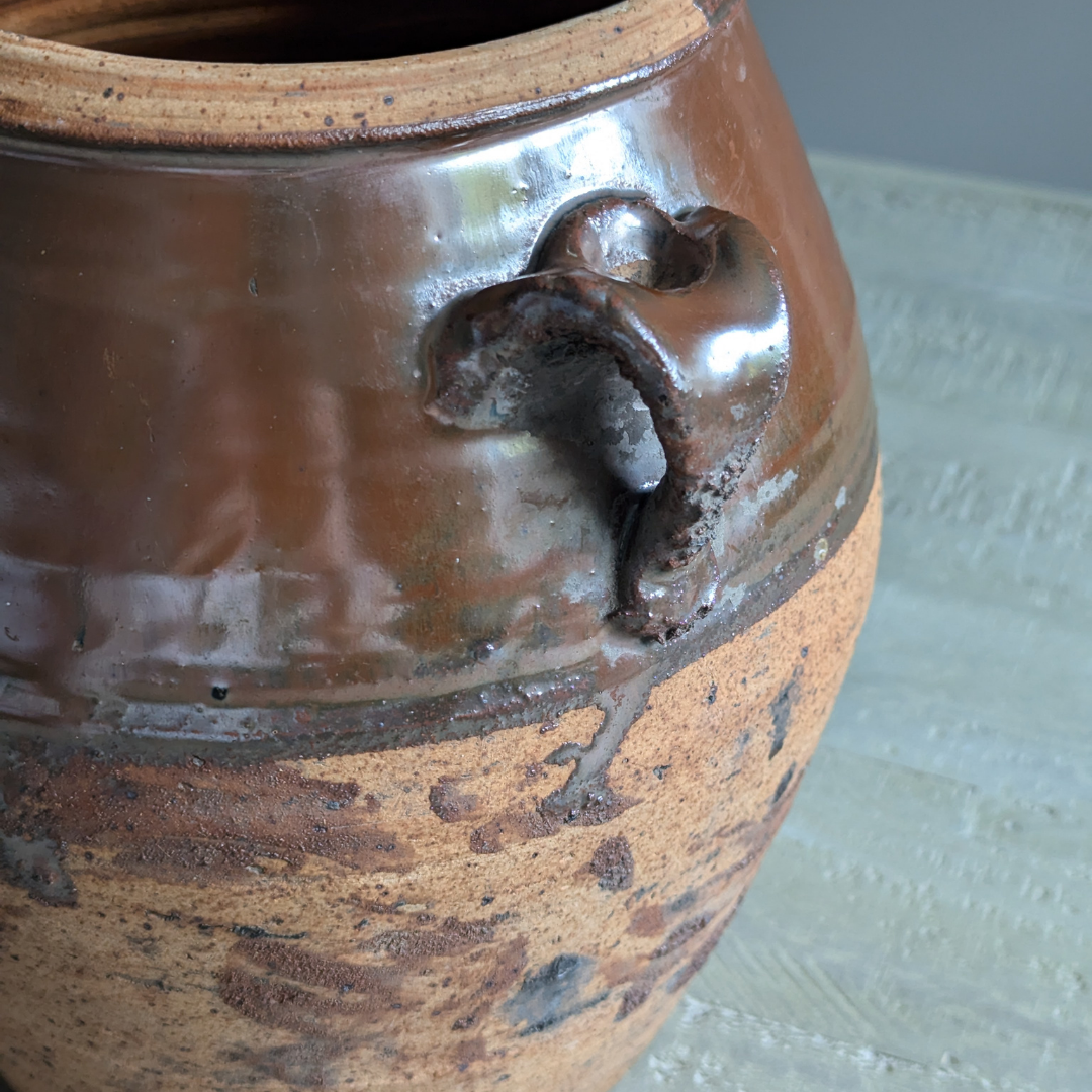 Half Glaze Brown Confit Pot 1