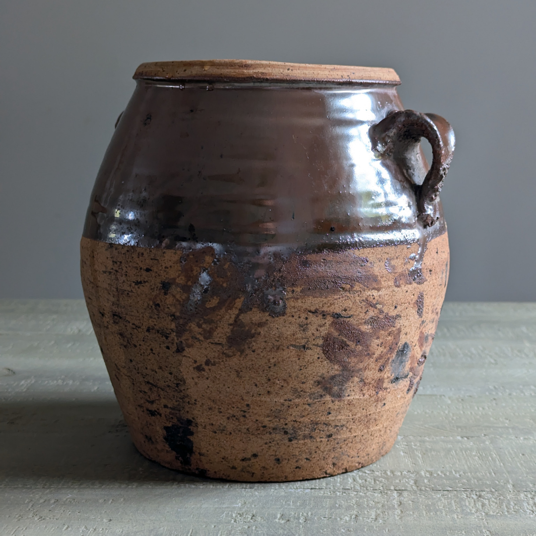 Half Glaze Brown Confit Pot 1