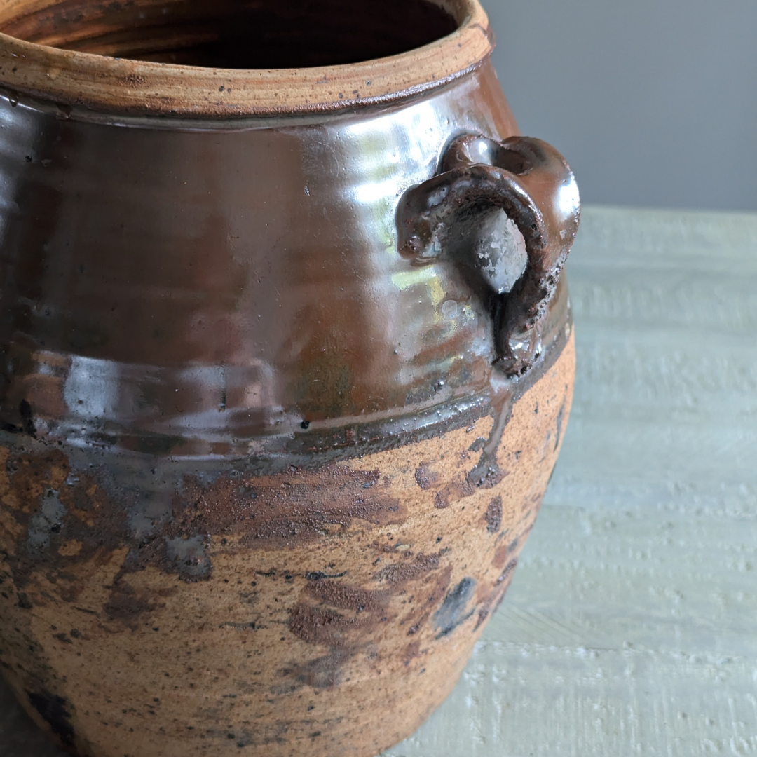 Half Glaze Brown Confit Pot 1