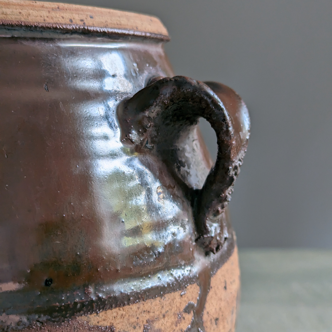 Half Glaze Brown Confit Pot 1