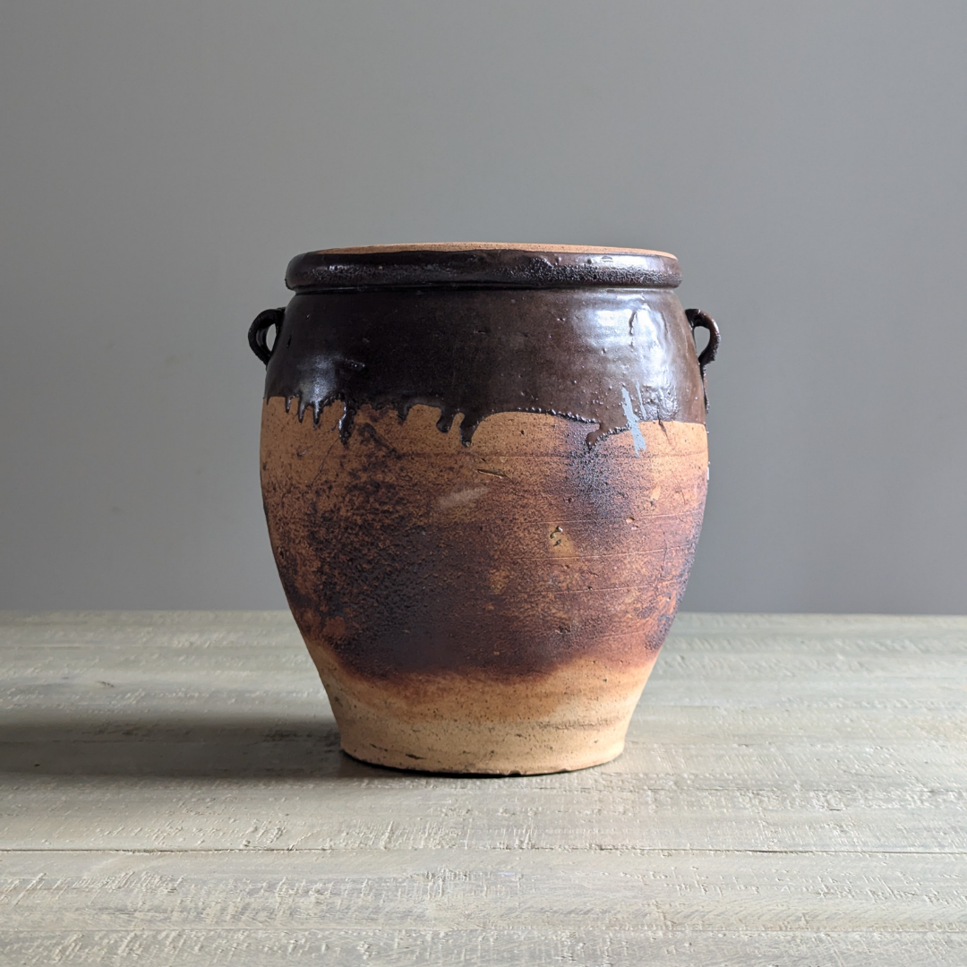 Half Glaze Brown Confit Pot 2