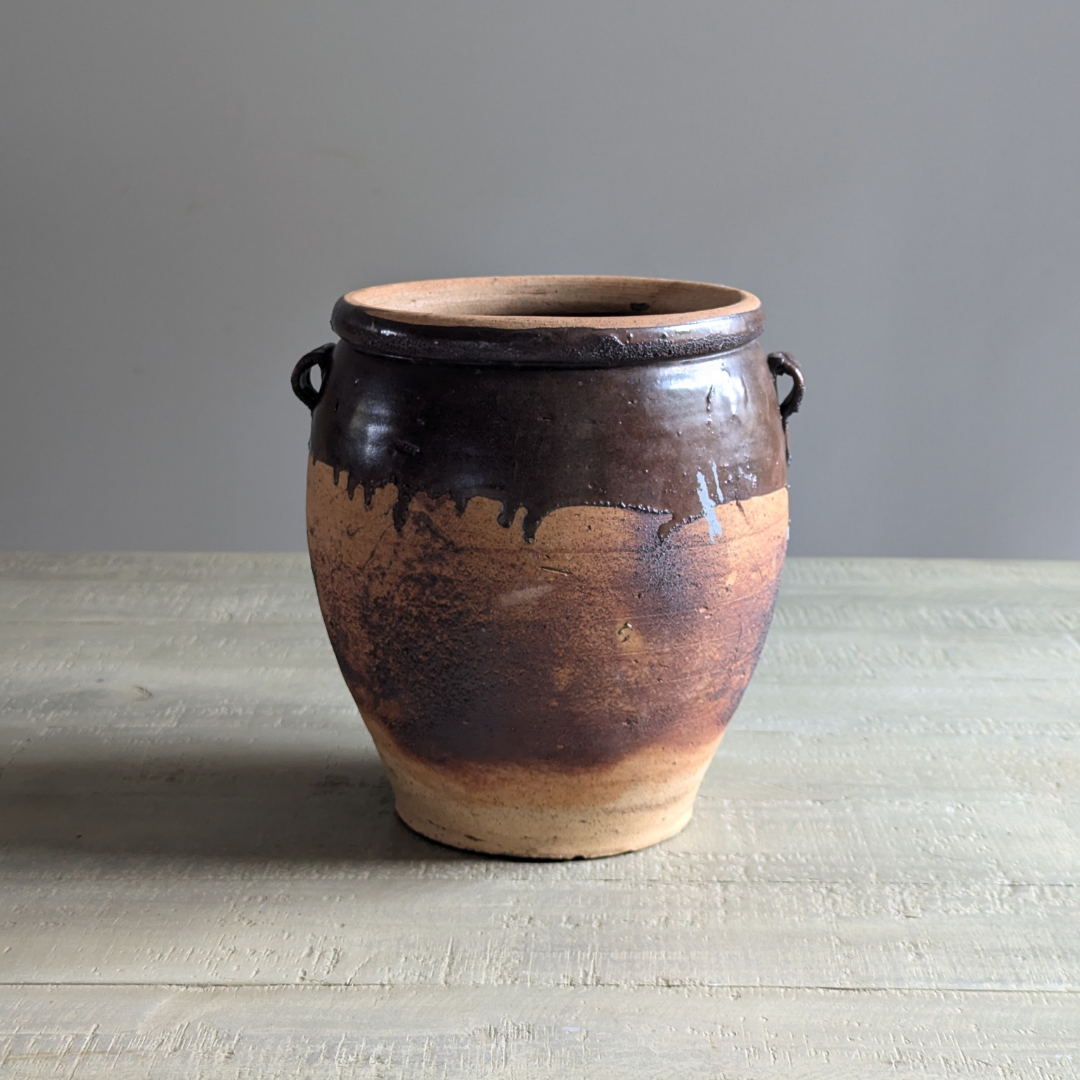 Half Glaze Brown Confit Pot 2