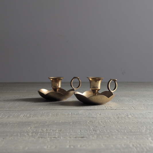 Scalloped Brass Candlestick Holder