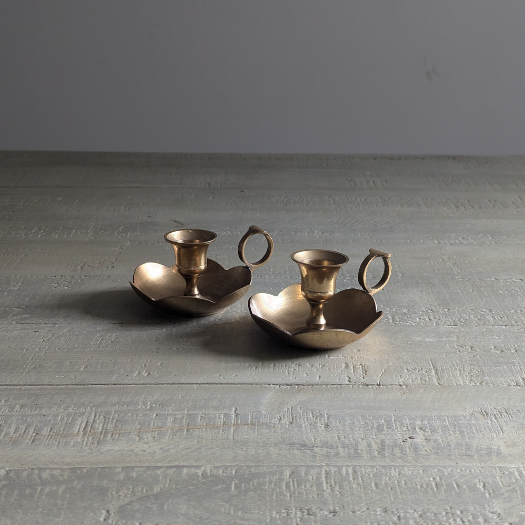 Scalloped Brass Candlestick Holder