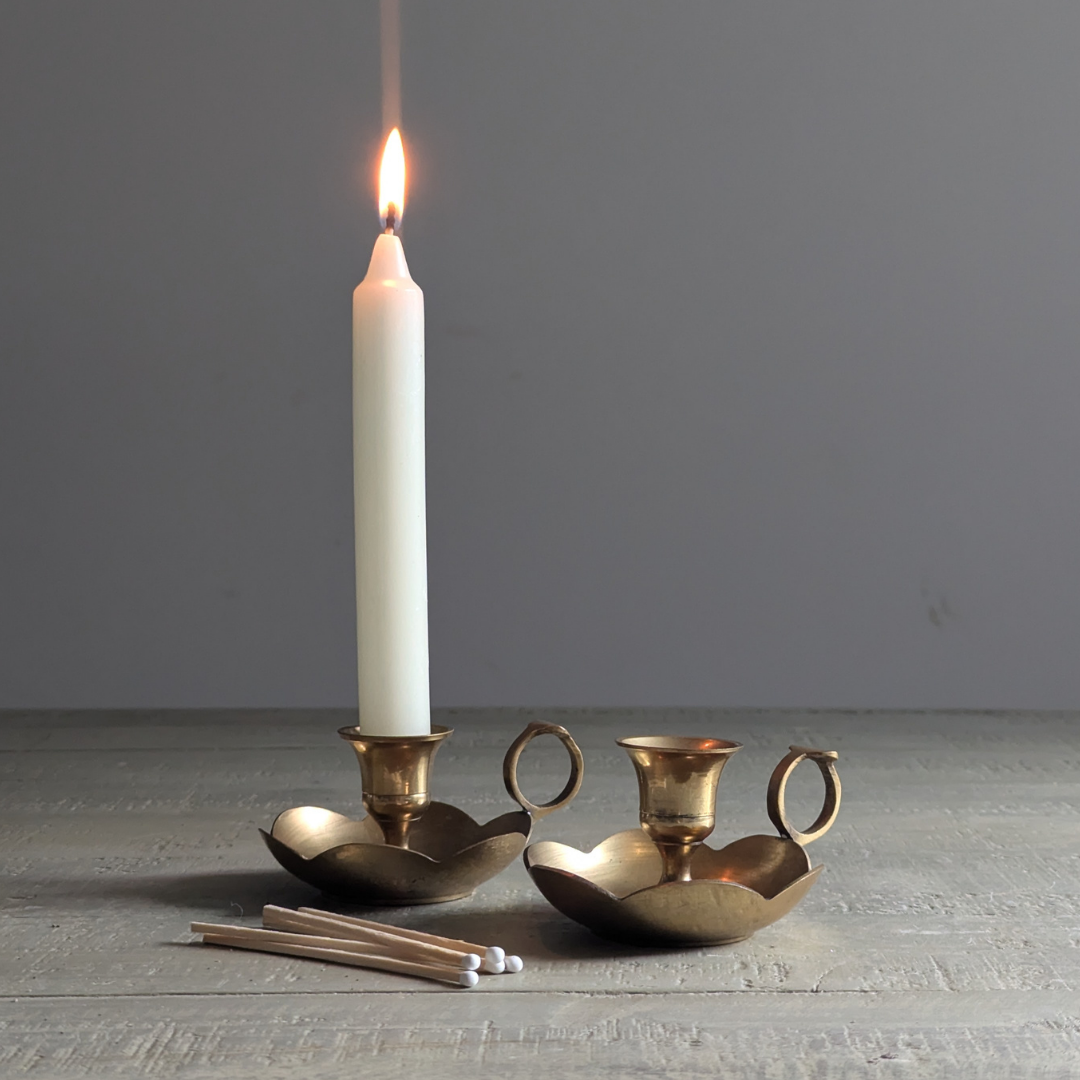 Scalloped Brass Candlestick Holder