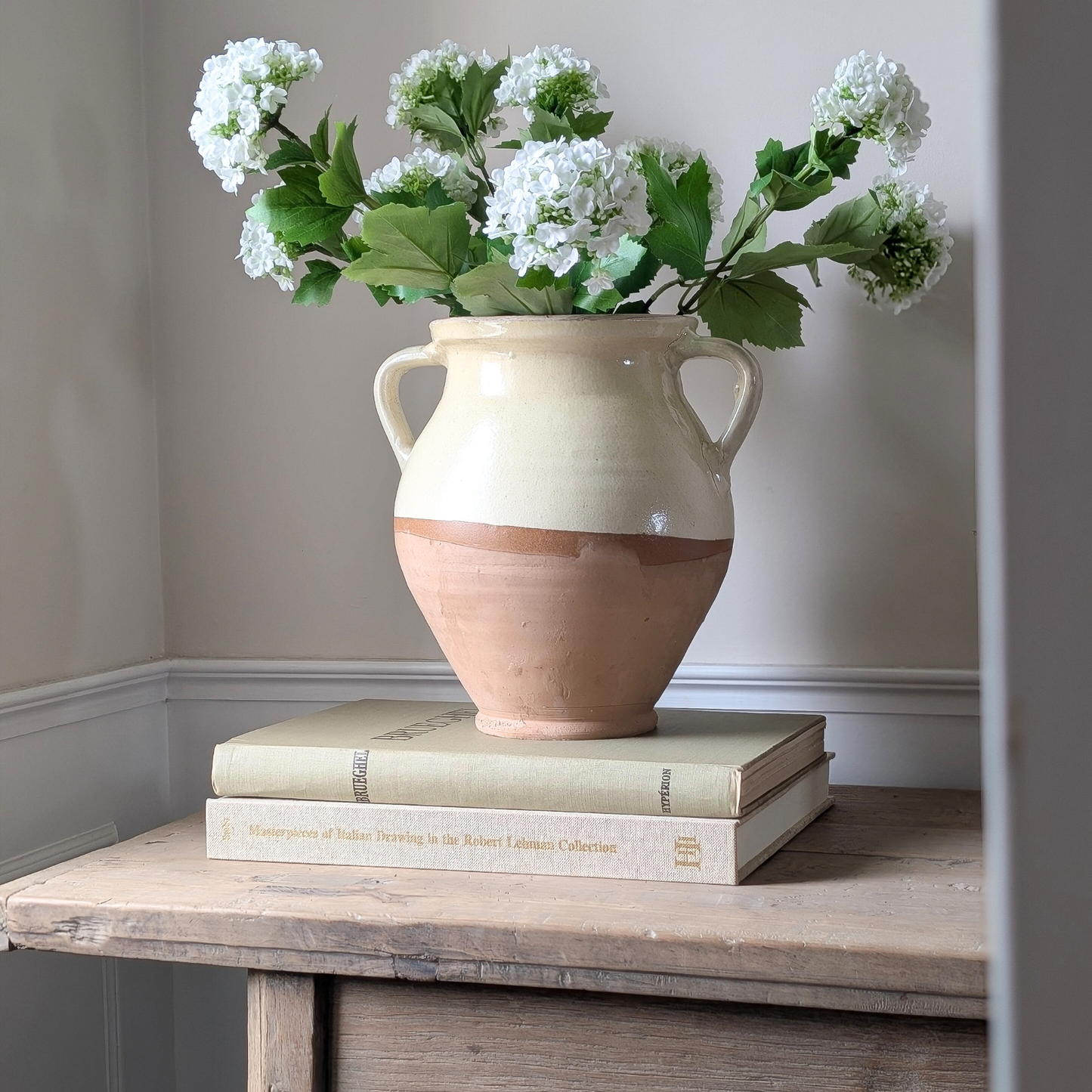 Half Glazed Butter Yellow Vase