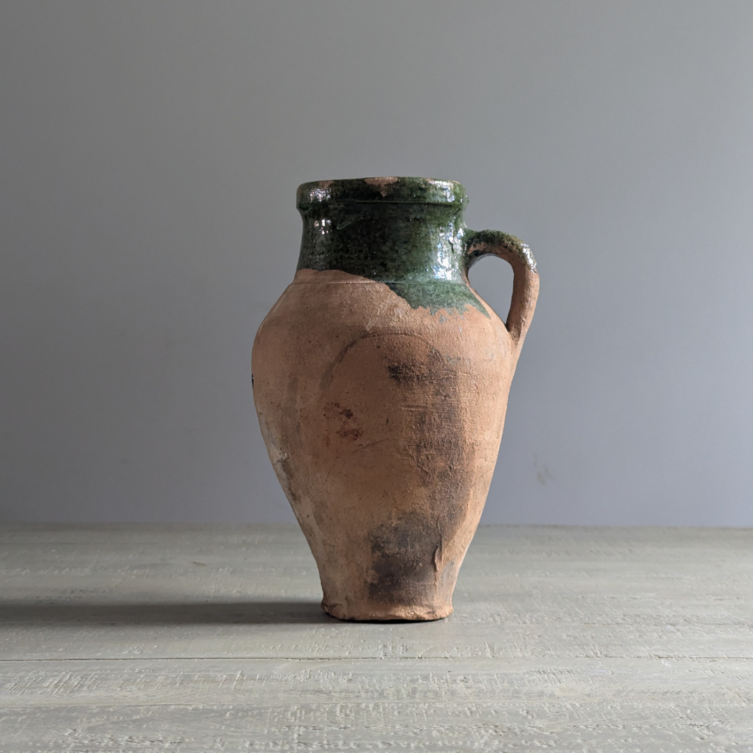 Small Half Glaze Green Turkish Pot