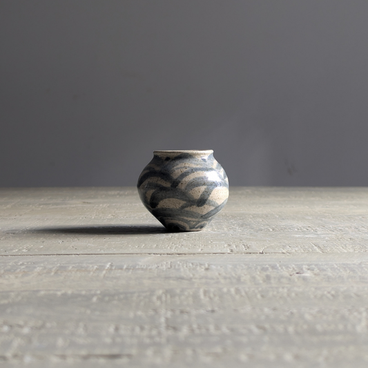 Small Blue Painted Matchstick Pot