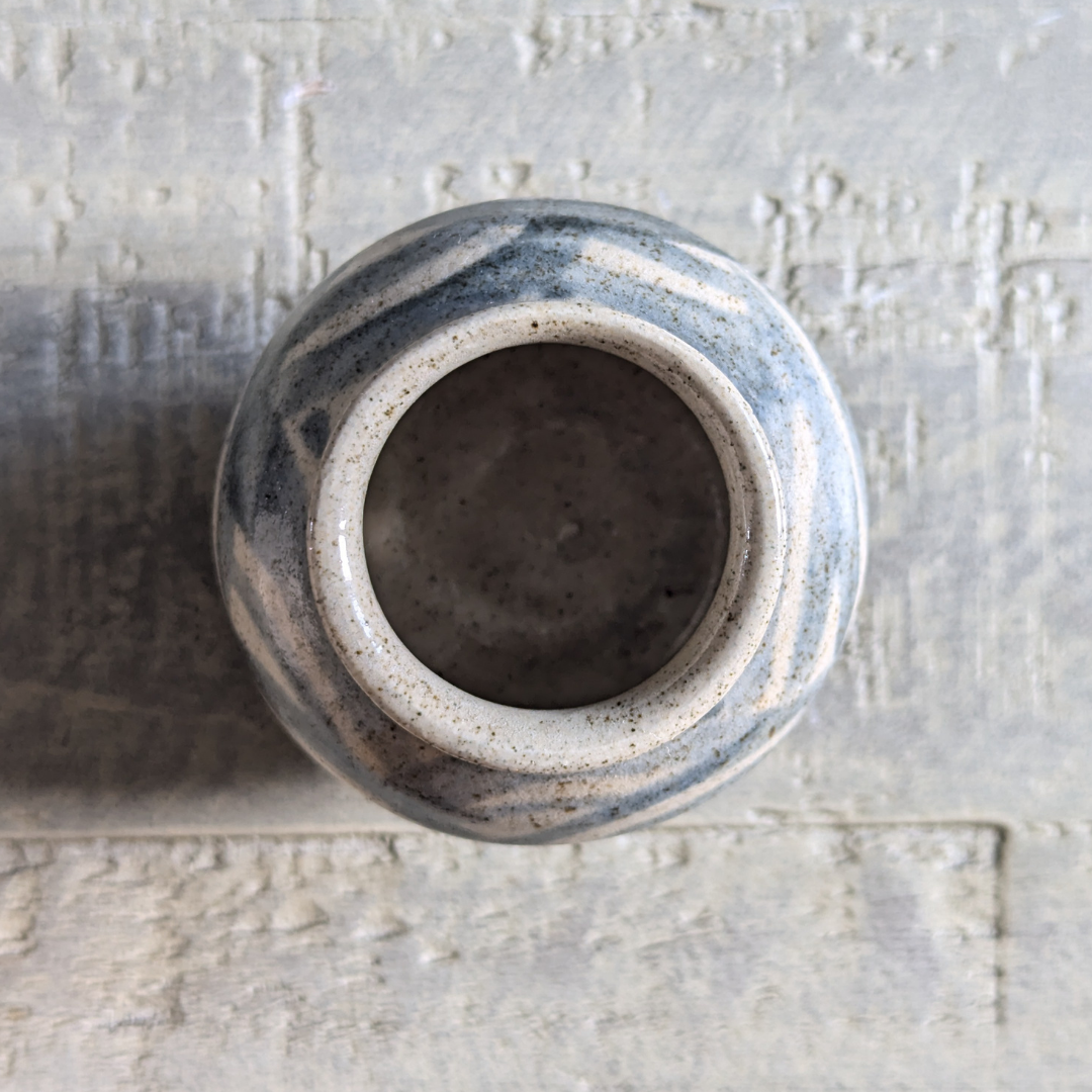 Small Blue Painted Matchstick Pot