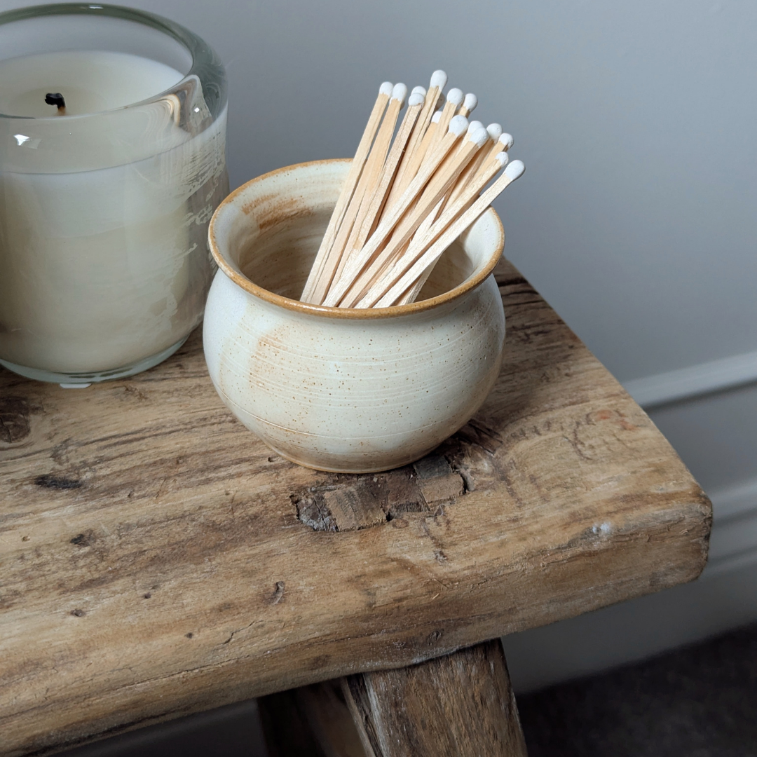 Small Cream Matchstick Pot