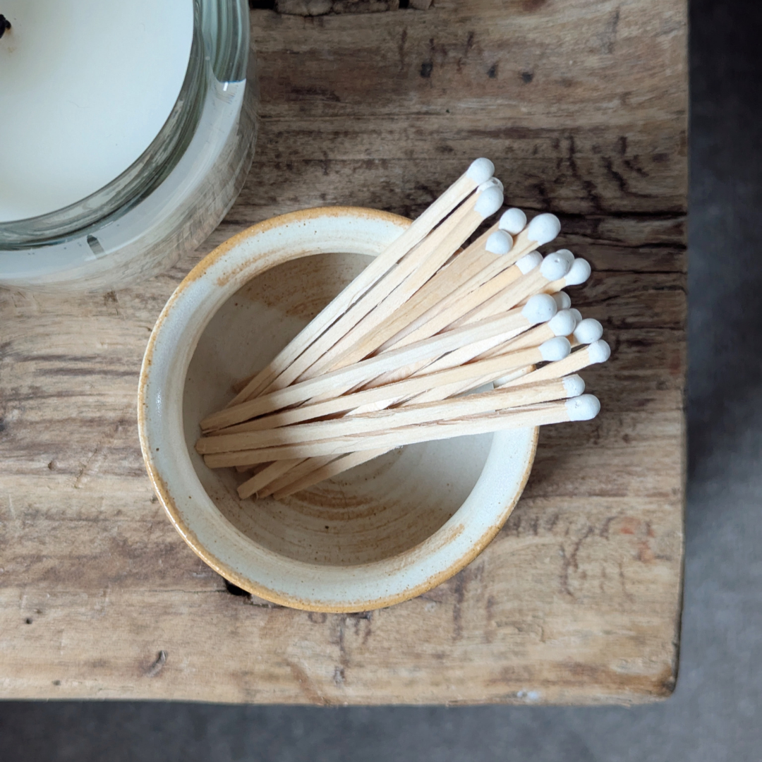 Small Cream Matchstick Pot