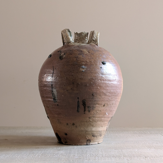 Large French Oil Jug Grey Glazed Spout