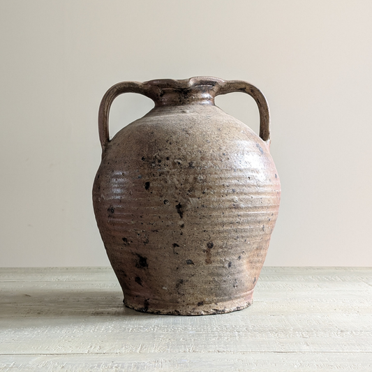 Large Brown Double Handled French Pot