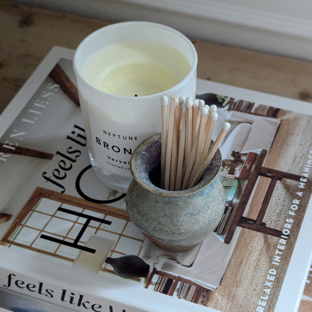 Small Blue Matchstick Pot