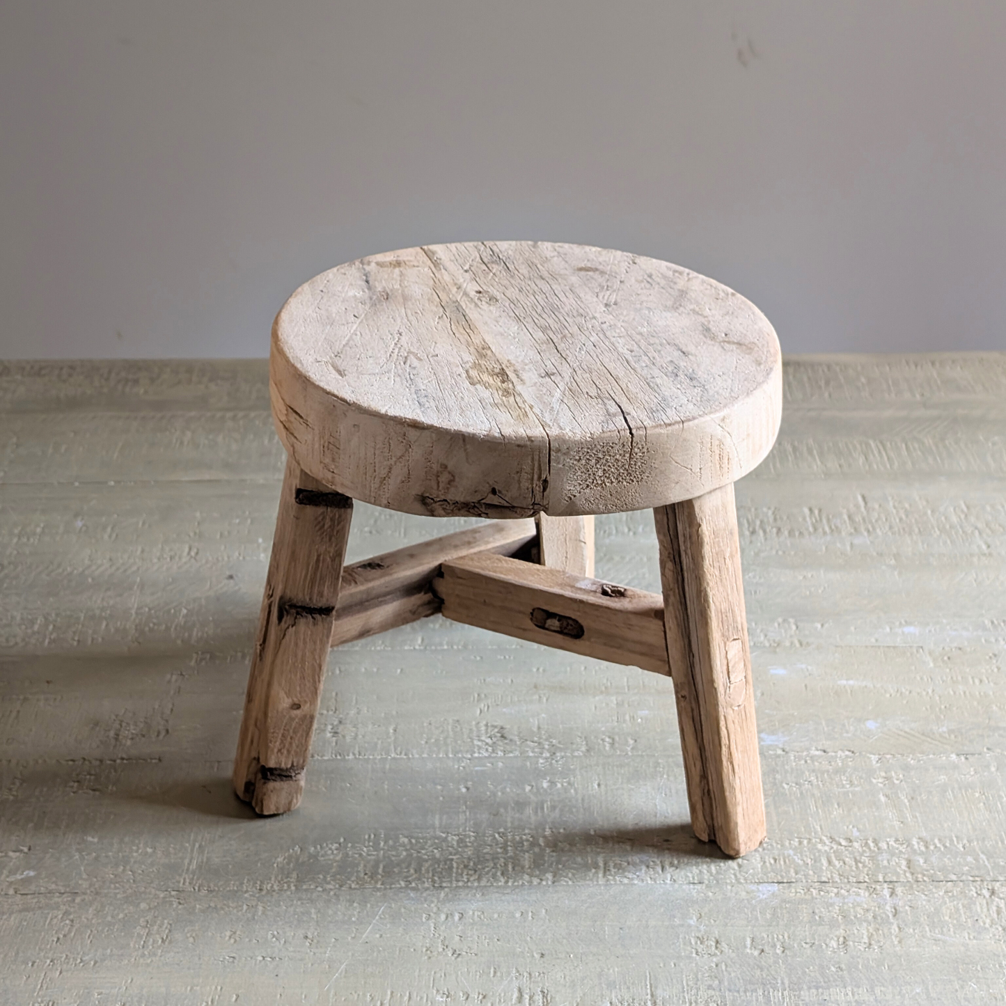 Round Reclaimed Wood Milking Stools