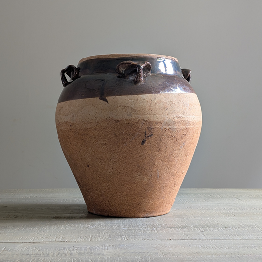 Large Half Glaze Brown Pot