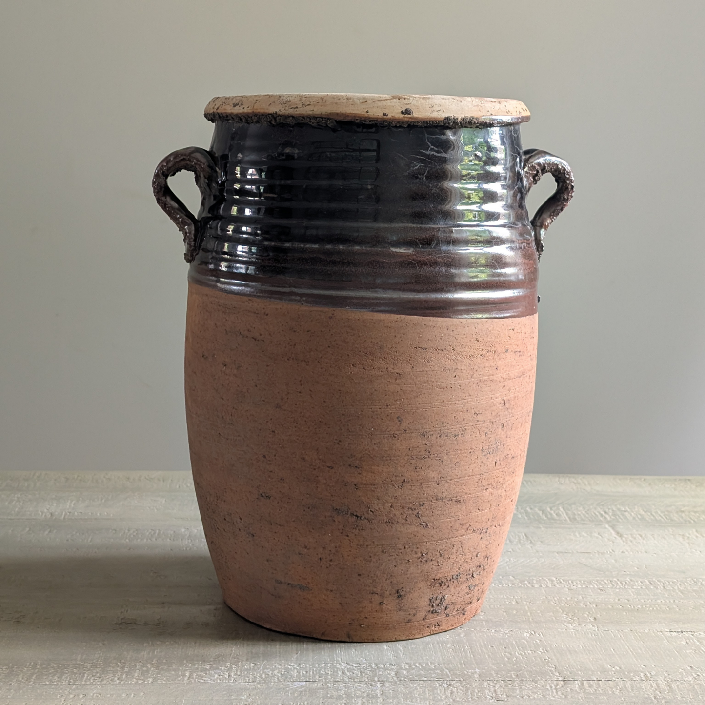 XL Half Glaze Brown Pot