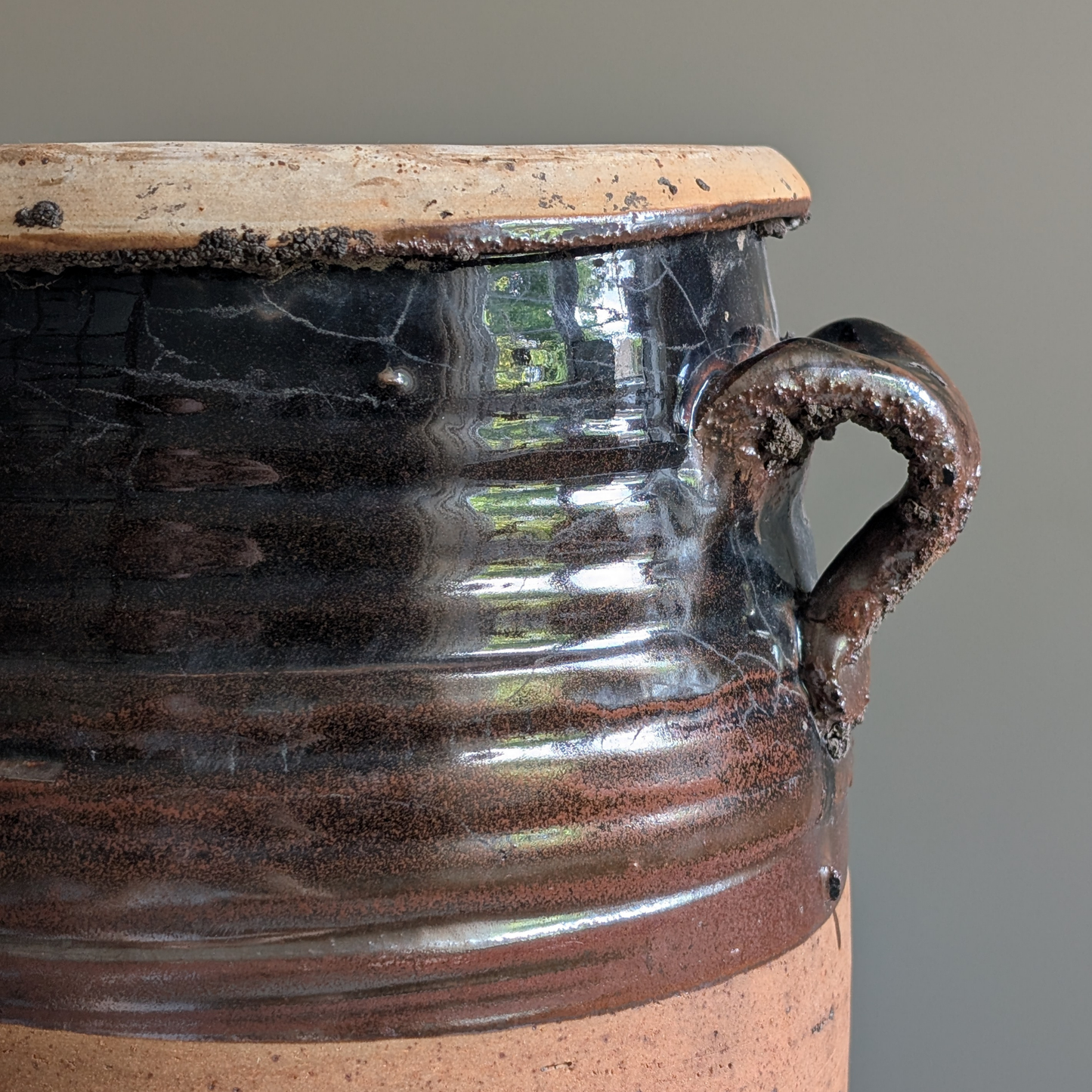 XL Half Glaze Brown Pot